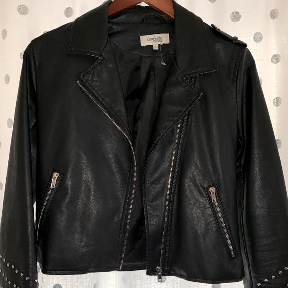 NWOT Faux Leather Studded Moto Jacket 🏍